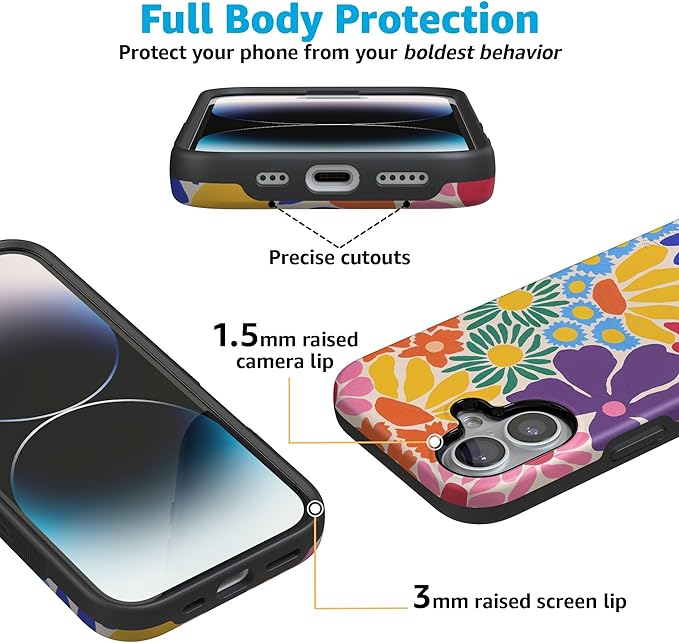 Casely iPhone 17 Case | Flower Patch | Multi-Color Floral | Compatible with MagSafe | Bold Protective Design