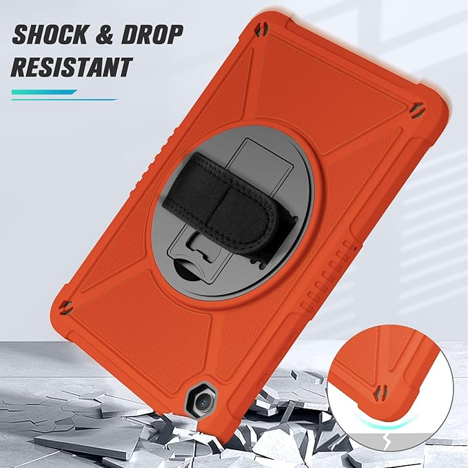 ZtotopCases for Samsung Galaxy Tab A9+ / A9 Plus 11'' 2023 (SM-X210/X216/X218), Shockproof Hard Duty Case with Screen Protector+360 Rotating Hand Strap&Stand+Shoulder Strap for Tab A9+ Tablet, Red