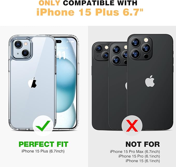 Diaclara Designed for iPhone 15 Plus Case, [with Privacy Screen Protector] [Anti Spy] [Military Grade Drop Protection] Heavy Duty Full-Body Shockproof Phone Case, Clear