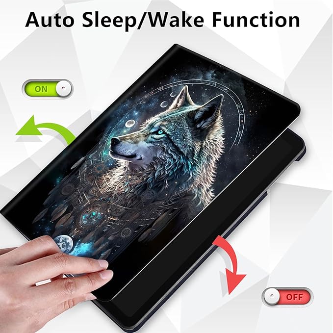 Case for Lenovo Tab M10 Plus 10.3", 360 Degree Rotating Folding Stand,with Auto Sleep/Wake Case for Lenovo Tab M10 Plus (2020 2nd Gen) TB-X606F/TB-X606X 10.3" FHD Tablet,Feathers Wolf Warrior