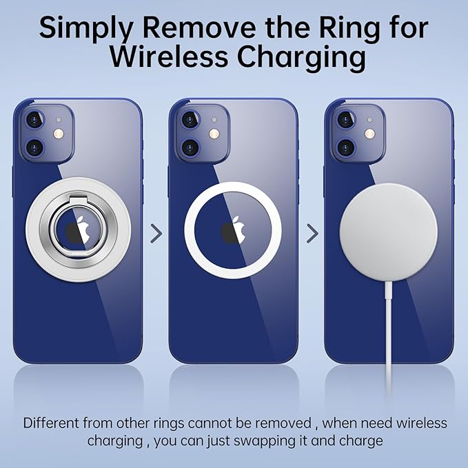 SYNCWIRE Magnetic Phone Ring Holder for MagSafe, 360° Rotation Cell Phone Grip Stand Finger Ring Kickstand Two-Sided Magnet Compatible with iPhone 17 Pro Max 16 15 14 13 12 MagSafe Accessories