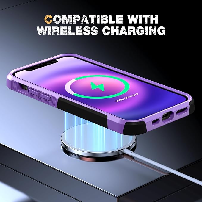 Diaclara Magnetic for iPhone 12 Case/iPhone 12 Pro Case, [with Privacy Screen Protector] [Anti Spy] [Military Grade Drop Protection] Heavy Duty Full-Body Shockproof Phone Case, Purple