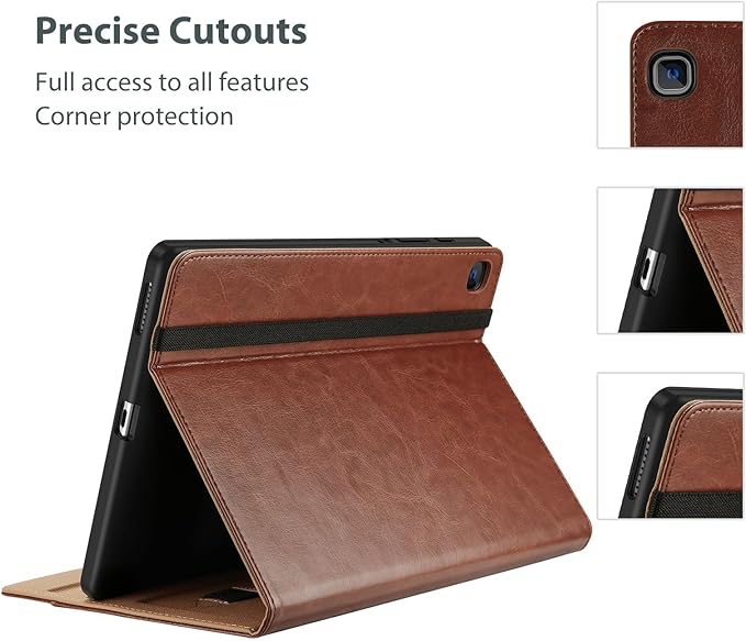ProCase for Galaxy Tab S6 Lite 10.4 Inch 2024/2022/2020 with S Pen Holder; Premium PU Leather Folio Business Stand Cover with Hand Strap; Pencil Holder; Front Pocket -Brown