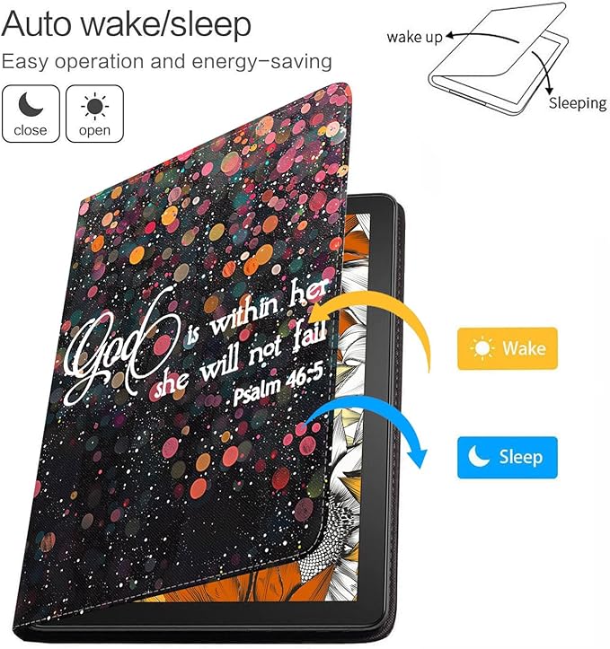 Case for Samsung Galaxy Tab S10 Lite / S10 FE / S9 FE 10.9-Inch / S9 11-Inch, Slim Lightweight PU Leather Stand Cover with Auto Wake/Sleep, Bible Verse Psalm 46:5