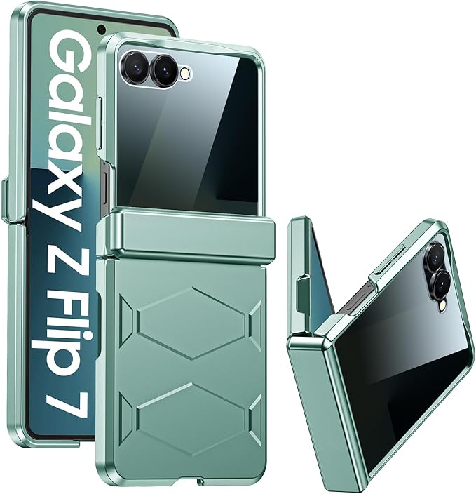 for Samsung Galaxy Z Flip 7 Case,Built-in Privacy Screen Protector&Hinge Protection Shockproof All-Inclusive Smartphone Cover for Samsung Galaxy Z Flip 7(Mint Green)