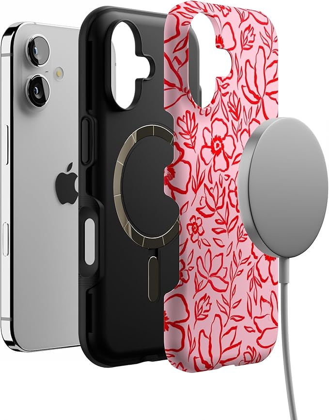 Casely iPhone 17 Case | Blush Garden | Floral Doodle | Bold Protective Design | Compatible with MagSafe