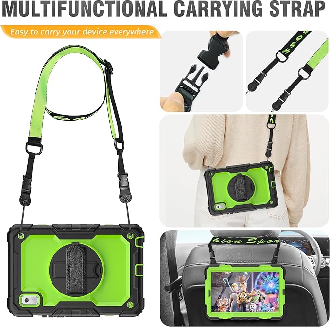 HXCASEAC Case for Lenovo Tab M9 2024/2023 (TB-310FU), with Screen Protector/Rotating Hand Strap/Sturdy Stand, Protective Cover for Lenovo M9 Tablet Case 9 inch, Green