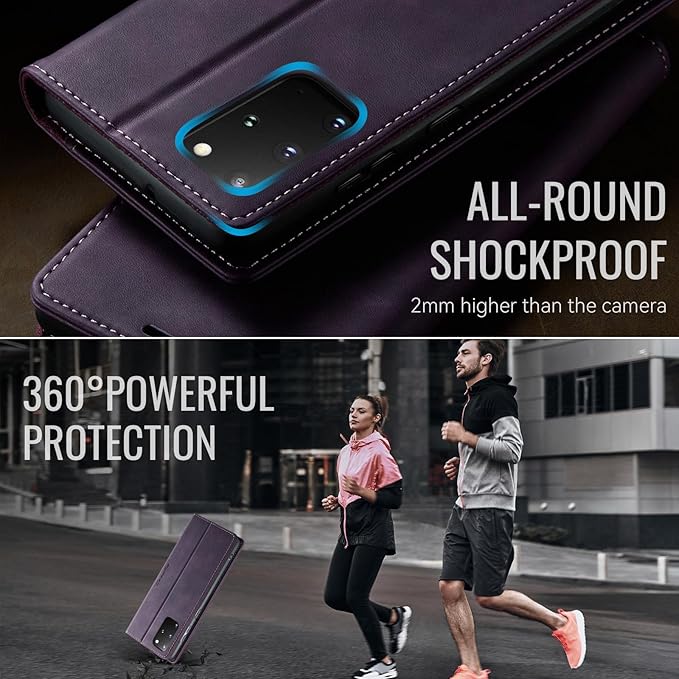 Wallet Case for Samsung Galaxy S20 Plus Leather Wallet Flip Cover with Card Holder, Kickstand, Magnetic Closure, RFID Blocking TPU Shockproof Phone Case Compatible with S20 Plus, Purple