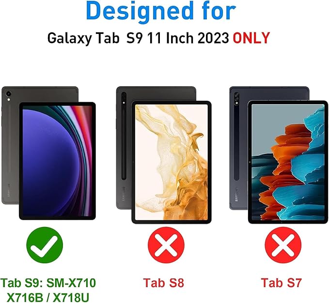 Herize Case Compatible with Samsung Galaxy Tab S10 FE / S9 FE 10.9 inch with Screen Protector Pen Holder | Full-Body Silicone Protective Case W/360 Rotating Hand Strap Shoulder Strap