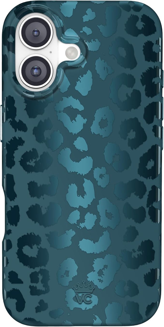 VELVET CAVIAR Case for iPhone 17 | Compatible with MagSafe | 10ft Drop Tested | Protective Designer Cases | Metallic Navy Leopard
