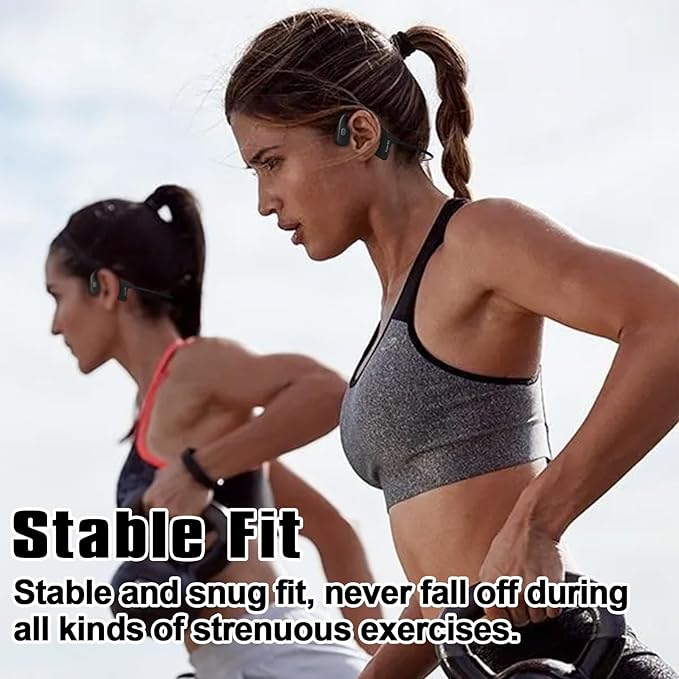 Upgraded Bone Conduction Headphones Bluetooth 5.3 Headset - IP68 Waterproof Wireless Headphone, 32G MP3 Memory, 12Hrs Sport Earphones for Swimming, AI Noise Cancel, Open-Ear Comfort