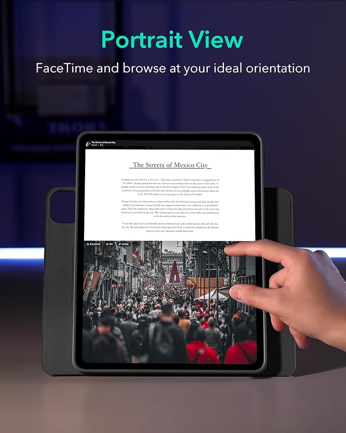 ESR for iPad Pro 13 Inch Case M4(2024), iPad Pro 13 Rotating Case with Removable Magnetic Cover, Adjustable Portrait/Landscape Stand with Raised Screen View, 9 Standing Angles, Shift Series, Black