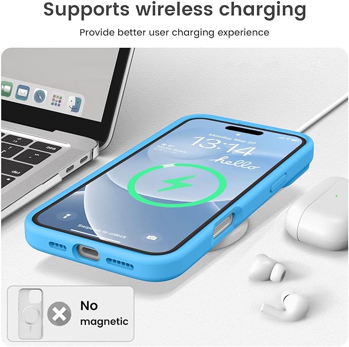 Vooii Compatible with iPhone 16 Pro Case, Liquid Silicone Upgrade [Camera Protection] [Soft Anti-Scratch Microfiber Lining] Shockproof Phone Case for iPhone 16 Pro 6.3 inch - Blue