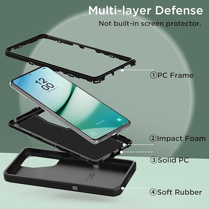 AICase for Samsung Galaxy S25 Plus(6.7"),Heavy Duty Drop Protection Full Body Rugged Shockproof/Drop Proof/Dust Proof Military Protective Tough Durable Phone Cover for Galaxy S25 Plus 2025 Black