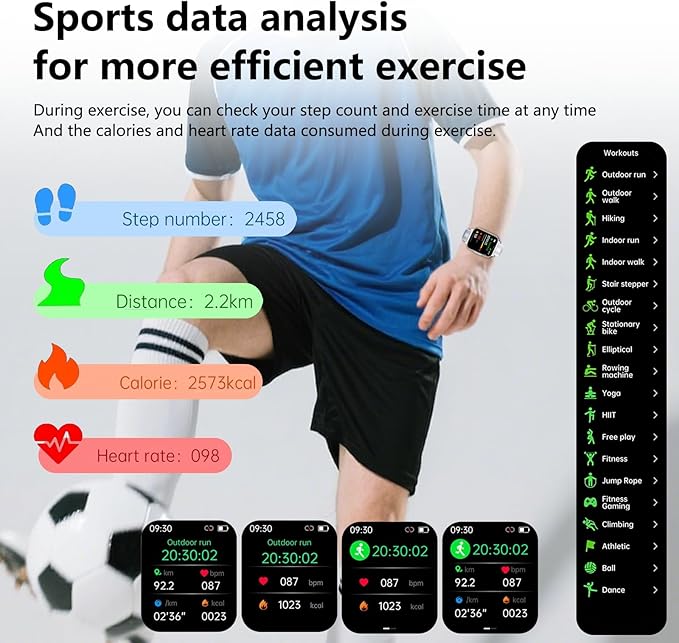 Smart Watch with Ai Functions GPS Tracking for Android Phones and iPhone Compatible Bluetooth Call Message Alert Heart Rate/Sleep Monitor IP68 Waterproof for Men Women