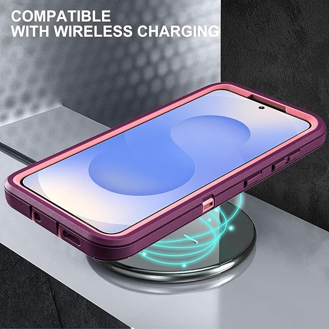 for Samsung Galaxy S25 Case, ONLY, [NOT FIT Galaxy S25 Edge/S25 Plus/S25 Ultra], Military Grade Case with 2Pcs Tempered Glass Screen Protector & 1Pcs Camera Lens Protector (Purple/Pink)