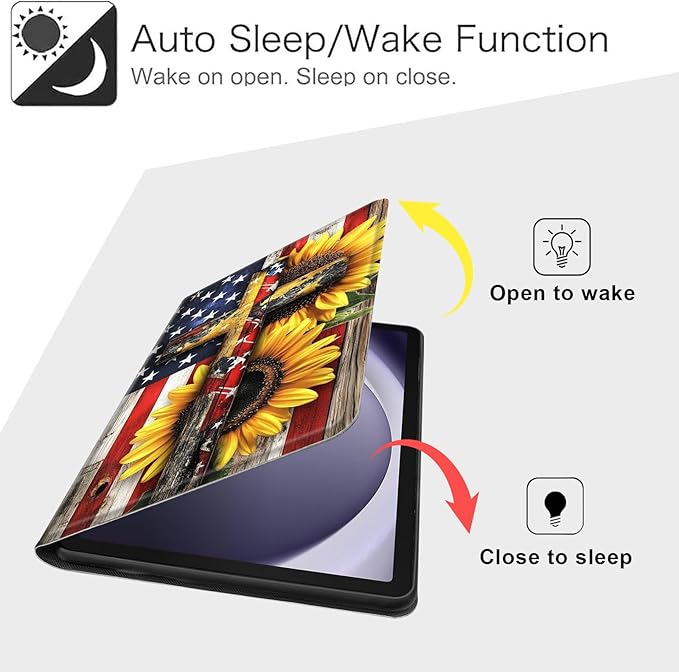 Case for Samsung Galaxy Tab A9+/A9 Plus 11” 2023 Model (SM-X210/X216/X218), Slim PU Leather Stand Cover with Auto Wake/Sleep, Multi-Angle Viewing & Shockproof, Cross American