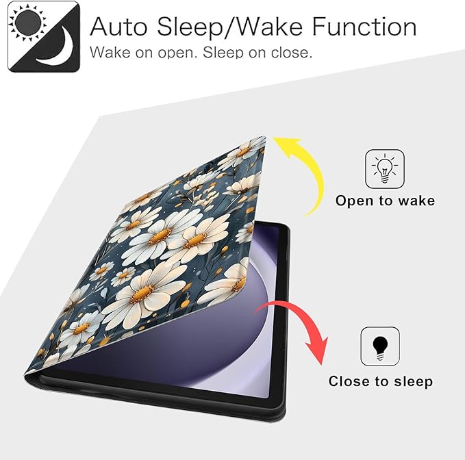 Case for Samsung Galaxy Tab A9 8.7-Inch 2023, Slim PU Leather Stand Cover with Auto Wake/Sleep, Multi-Angle Viewing & Shockproof, Little Flower