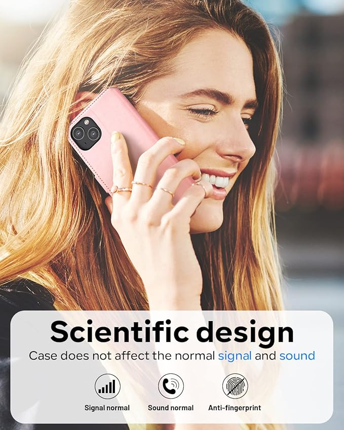 OCASE Compatible with iPhone 14 Wallet Case, PU Leather Flip Folio Case with Card Holders RFID Blocking Kickstand [Shockproof TPU Inner Shell] Phone Cover 6.1 Inch 2022 (Pink)