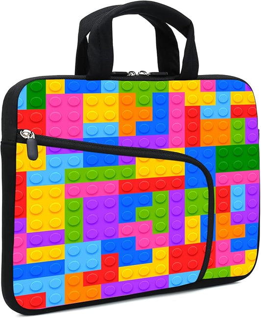 11.6-12.2 Inch Laptop Sleeve Case With Two Pockets - Chromebook, Ultrabook, Notebook, Tablet Neoprene Handle Case for Apple MacBook Air, Samsung, Acer, HP, DELL (Puzzle)