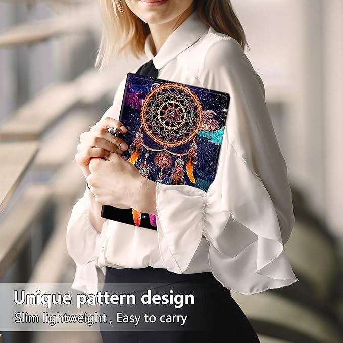 Slim Case for Samsung Galaxy Tab S10 FE / S9 FE 5G 10.9" & Tab S9 11", PU Leather Protective Cover, Multi-Angle Stand, Auto Sleep/Wake, Dreamcatcher