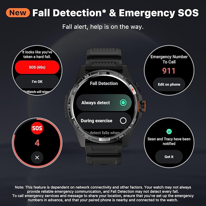 Ticwatch Atlas Smartwatch for Men Android Wear OS Smart Watch Outdoor 90 Hrs Battery 110+ Workout Modes Heat Map Fall Detection Health Fitness Tracker 5ATM GPS Compass Android Compatible Only