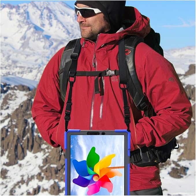 Shockproof Case for Samsung Galaxy Tab A9+/A9 Plus 11'' 2023 (SM-X210/X216/X218),Portable Heavy Duty Tablet Cover with 360 Rotating Stand Handle Strap & Shoulder Belt Carrying Case (New Blue)