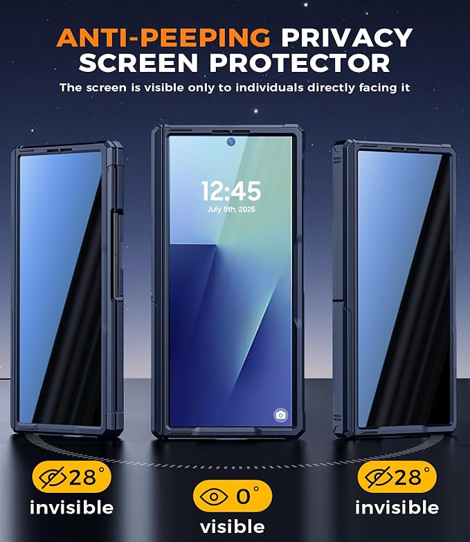 for Samsung Galaxy Z-Fold-7 Case: Magnetic Shockproof [Dual-Stand] [Hinge Protection] [Fit for Magsafe] [Anti-Scratch] [Anti Spy] Protective Phone Cover for ZFold 7 5G 2025 (Blue)