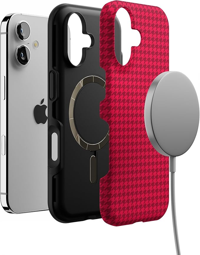 Casely iPhone 17 Case | Best Dressed | Red Houndstooth | Bold Protective Design | Compatible with MagSafe