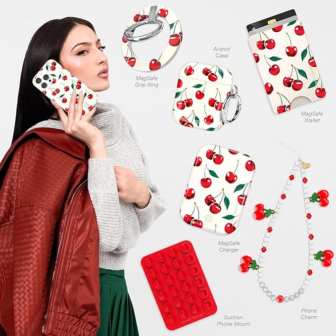 VELVET CAVIAR Case for iPhone 17 Pro | Compatible with MagSafe | 10ft Drop Tested | Protective Designer Cases | Mon Cheri Cherry