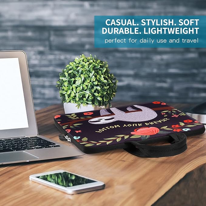 icolor 14 15 15.4 15.6 inch Laptop cover Bag Case Handle chromebook case Sleeve Computer Protect Case Holder Notebook Sleeve for 14 15 MacBook Chromebook Cover Soft Carring Travel Case Sloth ICB-18