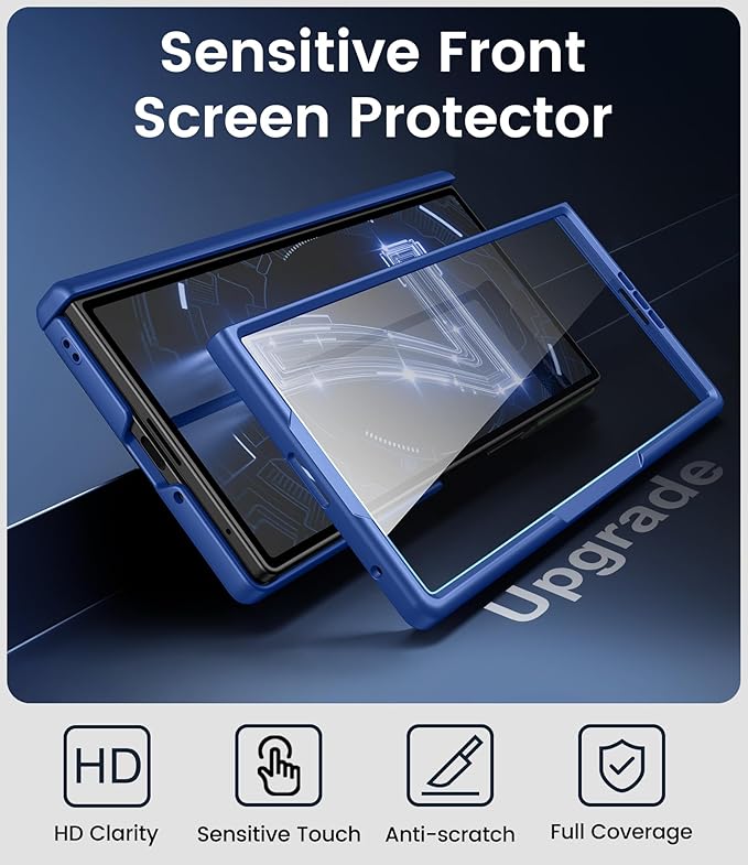 for Samsung Galaxy Z Fold 7 Case with Stand, Front Screen Protector, Hinge Protection, Slim & Rugged, Full Body Hard Cover, Daily Drop Protective Case for Samsung Z Fold 7 5g 2025, Royal Blue