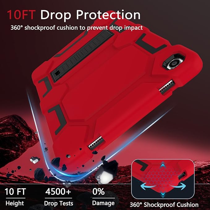 CCMAO Case for Samsung Galaxy Tab A9+/A9 Plus Case 11 Inch 2023 Model (SM-X210/X216/X218), Heavy Duty Shockproof Hybrid Three Layer Protective Cover for Kids Boys Girls, Red+Black