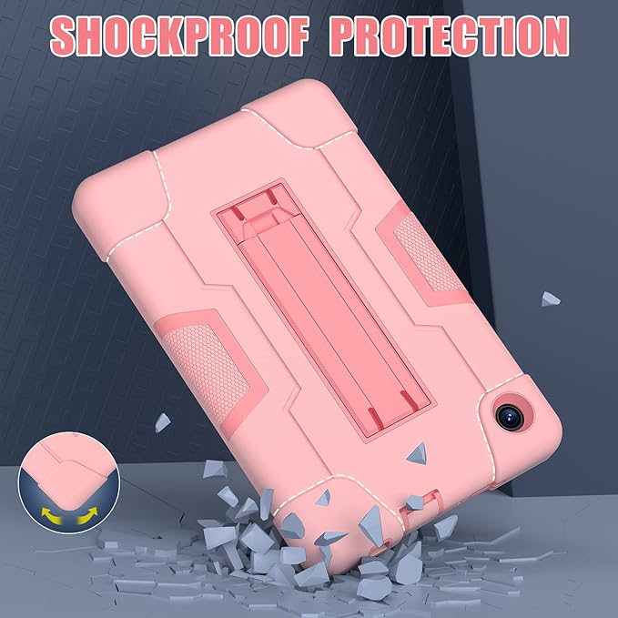 Bingcok Case for TCL Tab 8 LE & WiFi - Heavy Duty Rugged Full-Body Hybrid Shockproof Drop Protection Cover (3-Pink)