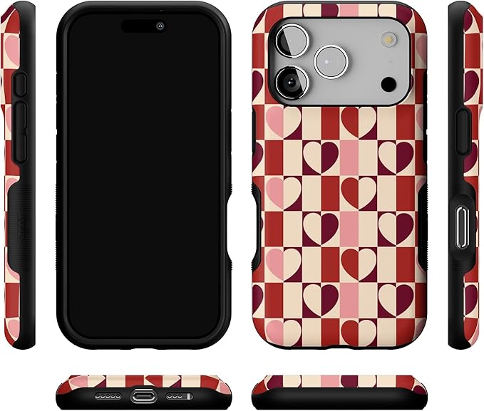 Casely iPhone 17 Pro Case | Love's a Game | Retro Hearts | Bold Protective Design | Compatible with MagSafe
