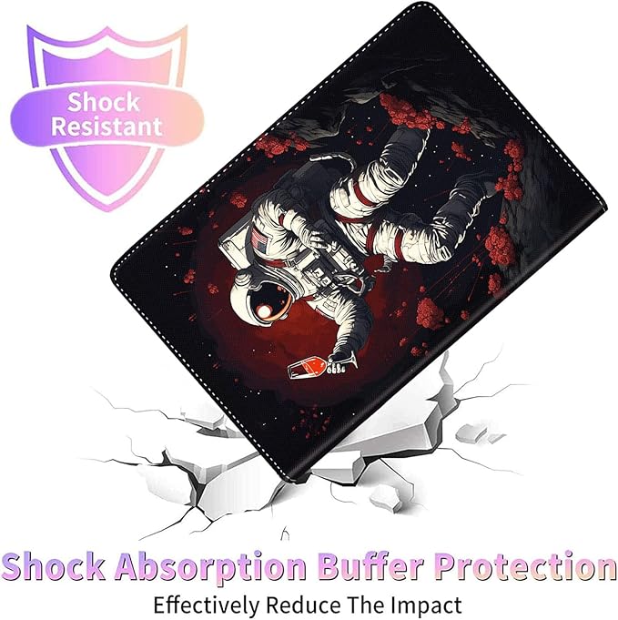 Case for Galaxy Tab A9 Plus ， Auto Sleep/Wake Multi-Angle Viewing Slim Folio Stand Cover for Samsung Galaxy Tab A9+/A9 Plus 11 Inch 2023 (SM-X210/X216/X218), Astronaut Drinking Red Wine