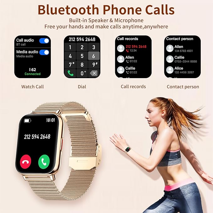 Smart Watches for Women (Answer/Make Calls), 1.85" Large Screen Fitness Watch with 24H Health Monitor, 100+ Sport Modes, 3 Bands Waterproof Smartwatch Compatible with Android and iPhone