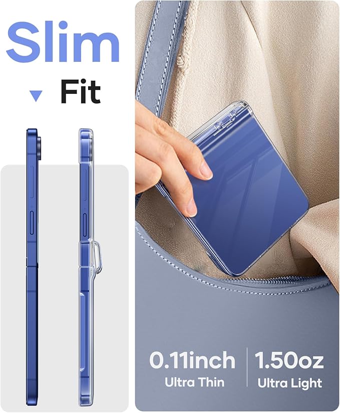 Vihibii for Samsung Galaxy Z Flip 7 Case Clear, [Non-Yellowing] & Hinge Protection & Outer Screen Protector, Compatible with Wireless Charging, Shockproof Slim Case for Samsung Z Flip 7 5G 2025, Clear