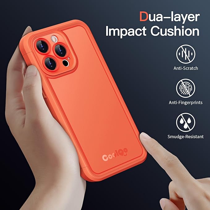 COOLQO Magnetic for iPhone 13 Pro Max Case, Compatible with MagSafe, Dual Layer Design Military Grade Protection, Translucent Matte Scratch-Resistant Back Protective Shockproof Phone Case, Orange