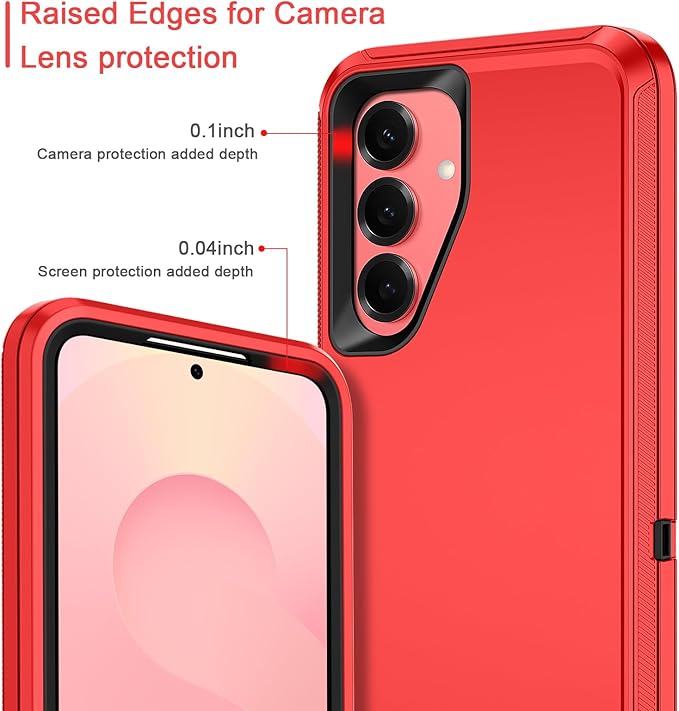 for Samsung Galaxy S25 Plus Case Heavy Duty Protective Shockproof Dropproof 3-Layer Full Body Protection [Without Screen Protector] Tough Rugged Case for Galaxy S25 Plus,Red/Black