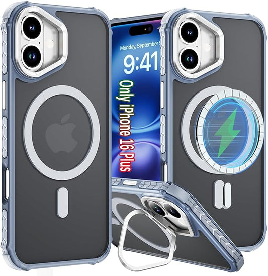Designed for iPhone 16 Plus Case, Supports Wireless Charging, Shockproof Slim Magnetic Case for iPhone Phone 16 Plus 6.7 Inch, Grey