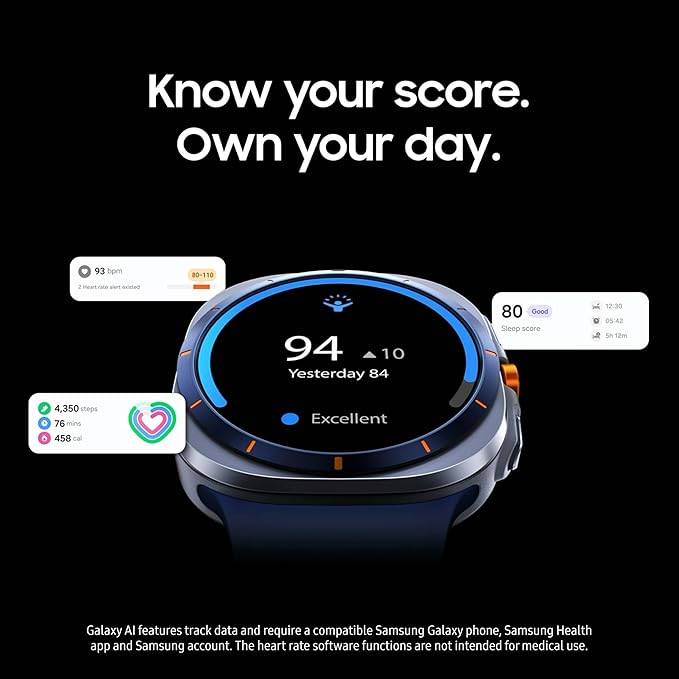 Samsung Galaxy Watch Ultra (2025) 47mm LTE Smartwatch, Titanium Casing, Advanced Sleep Coaching, Running Coach, Energy Score, Heart Rate Tracking, GPS, Titanium White [US Version, 2 Yr Warranty]