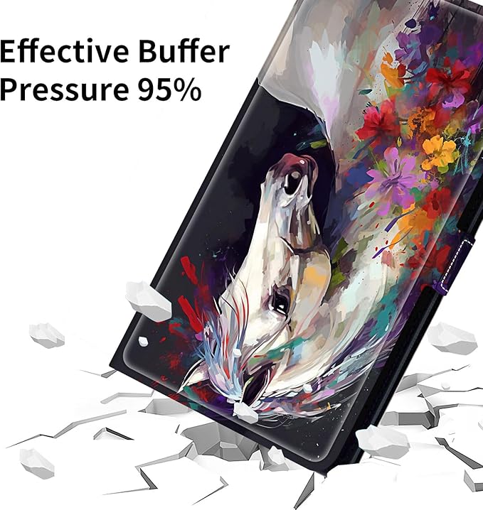 for Walmart Onn 10.4" Tablet Pro 2023 (Model:100110603) Case Dluggs 360 Degree Rotating Smart Protective Stand Cover for Walmart Onn 10.4 Inch Pro Tablet-Flowers and White Horses