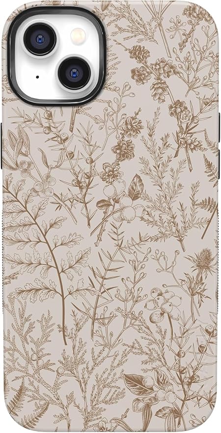 Casely iPhone 14 Case | Beige Garden | Neutral Floral | Compatible with MagSafe | Bold Protective Design