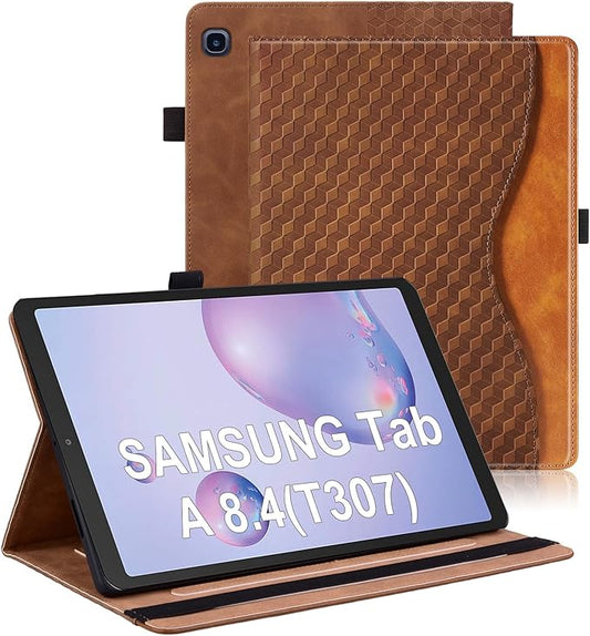 Case for Samsung Galaxy Tab A 8.4 2020 Model SM-T307 Multi-Angle Stand Folio Cover PU Leather with Card Pocket Tab T307 Case,Brown