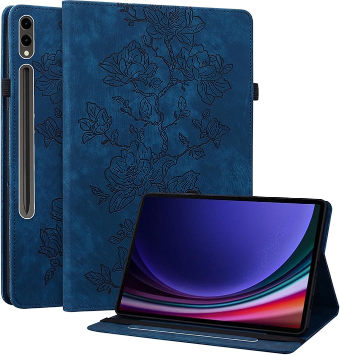 Case for Samsung Galaxy Tab S10 Plus 2024/S9 FE Plus 2023/S9 Plus 2023 12.4 Inch, Slim PU Leather Folio Cover with Multi-Angle Stand and Pen Holder, Blue