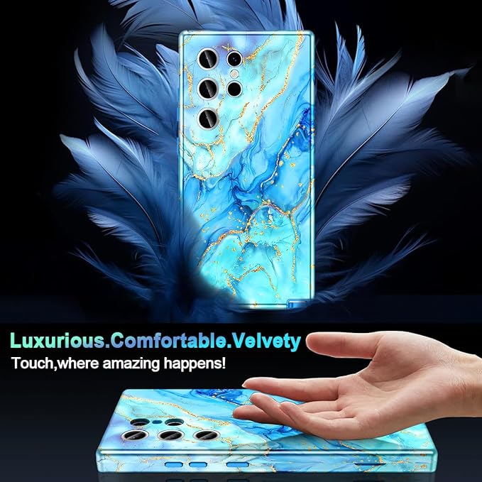 Casetego for Galaxy S24 Ultra Case,Compatible with MagSafe,[Military Grade Drop Test] Full Body Protection Slim Shockproof Rugged Marble Women Case for Samsung Galaxy S24 Ultra 6.8 inch,Light Blue