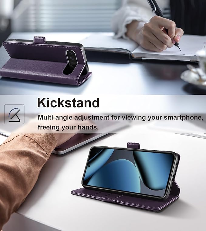 Wallet Flip Case for Google Pixel 10/10 Pro 5G - [RFID Blocking] Luxury PU Leather Card Holder Magnetic Phone Cover with Kickstand,Shockproof Protective Case,Purple