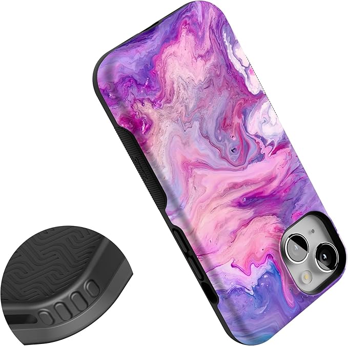 Casely iPhone 14 Case | Tie Dying Over You Purple Marble | Compatible with MagSafe | Bold Protective Design