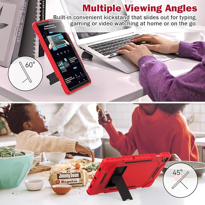 Grifobes for Samsung Galaxy Tab A9 Plus 11 Inch 2023 Cases, Heavy Duty Shockproof Rugged Cover for New Samsung Tablet A9+ 11" Case (SM-X210/X216/X218) with Kickstand for Kids, Red+Black